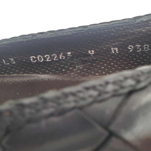 Italy Bragano Cole Haan Men's size 9 Black Woven Leather Loafer Dress Shoes - Picture 8 of 11